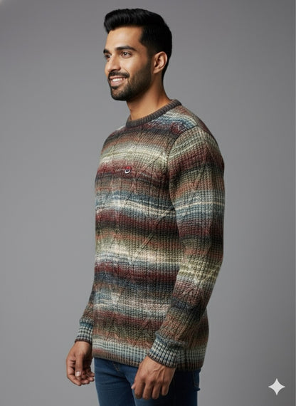 The Multi-Color Diamond Pattern Knit Sweater