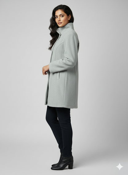 The Chic Grey Stand Collar Coat
