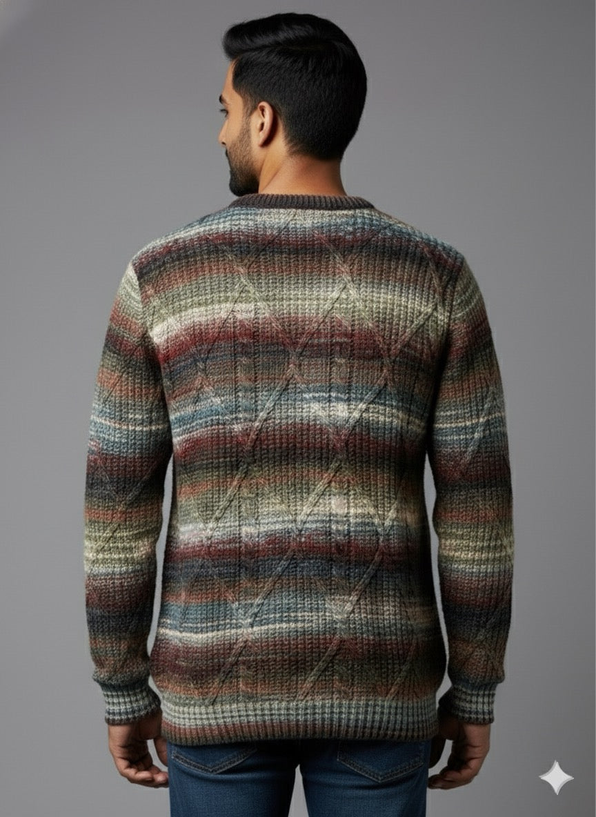 The Multi-Color Diamond Pattern Knit Sweater