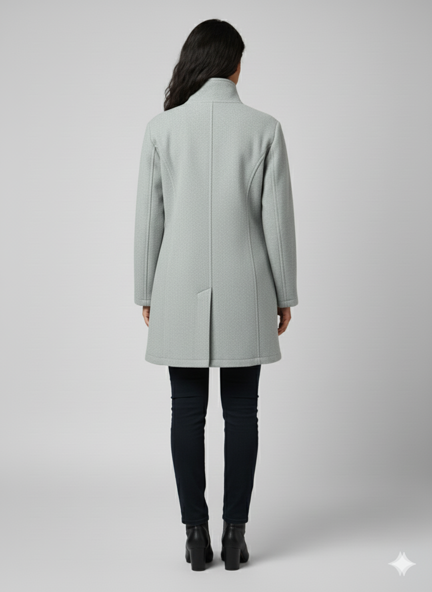 The Chic Grey Stand Collar Coat