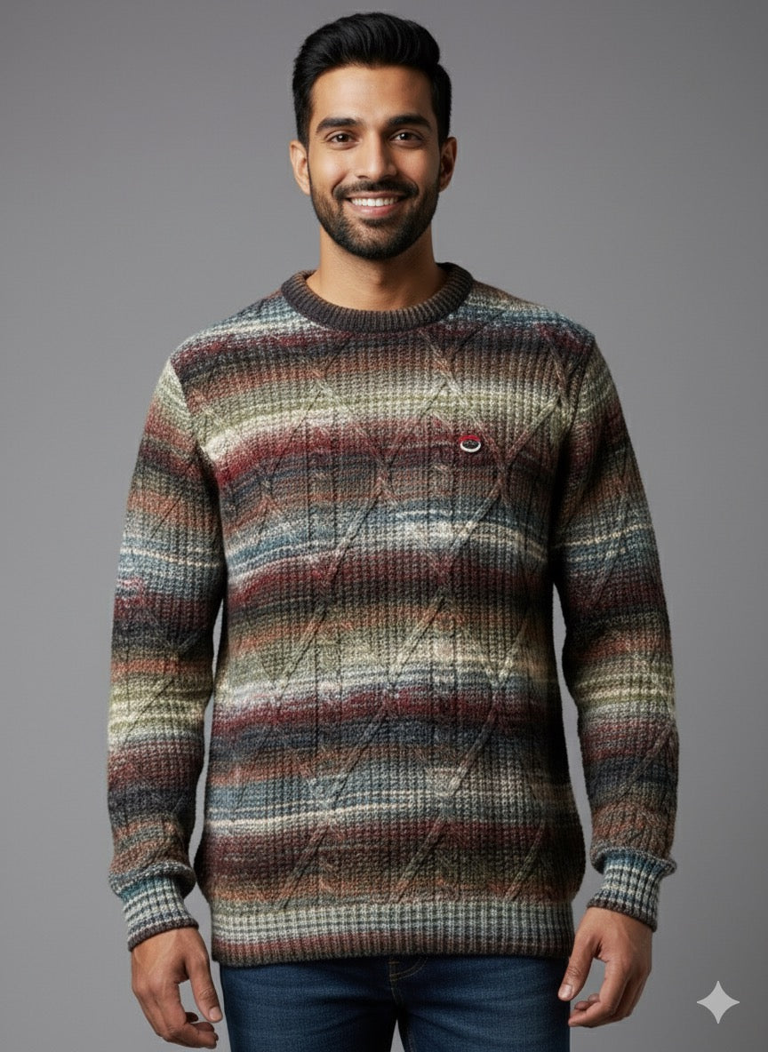 The Multi-Color Diamond Pattern Knit Sweater