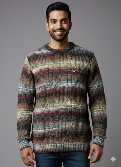 The Multi-Color Diamond Pattern Knit Sweater