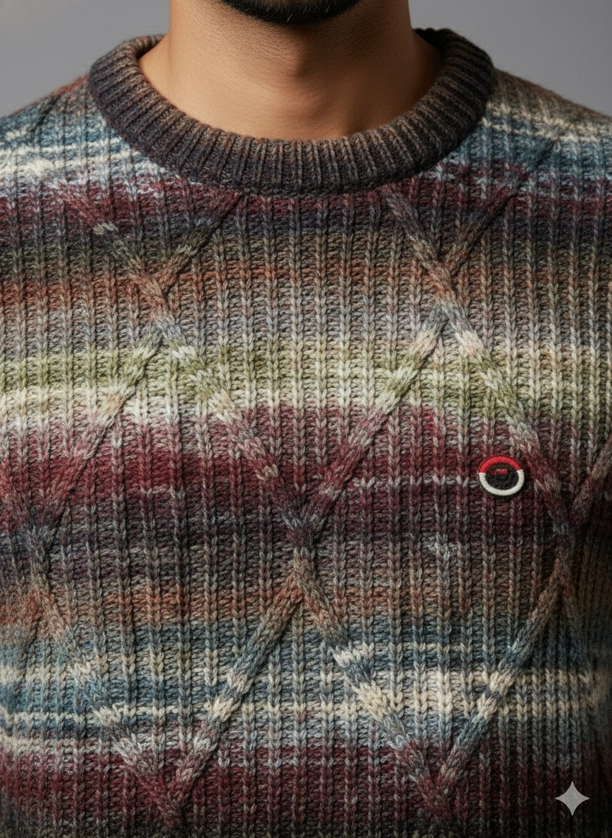 The Multi-Color Diamond Pattern Knit Sweater