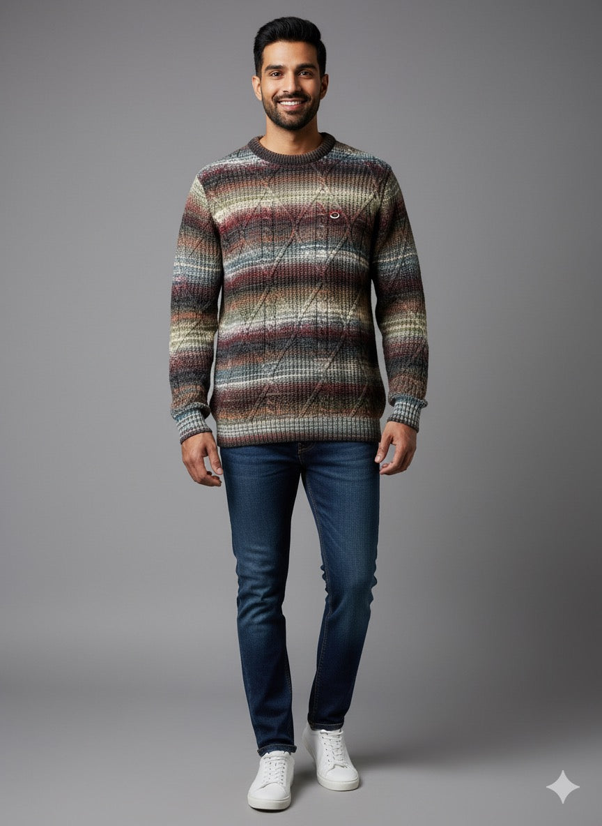 The Multi-Color Diamond Pattern Knit Sweater