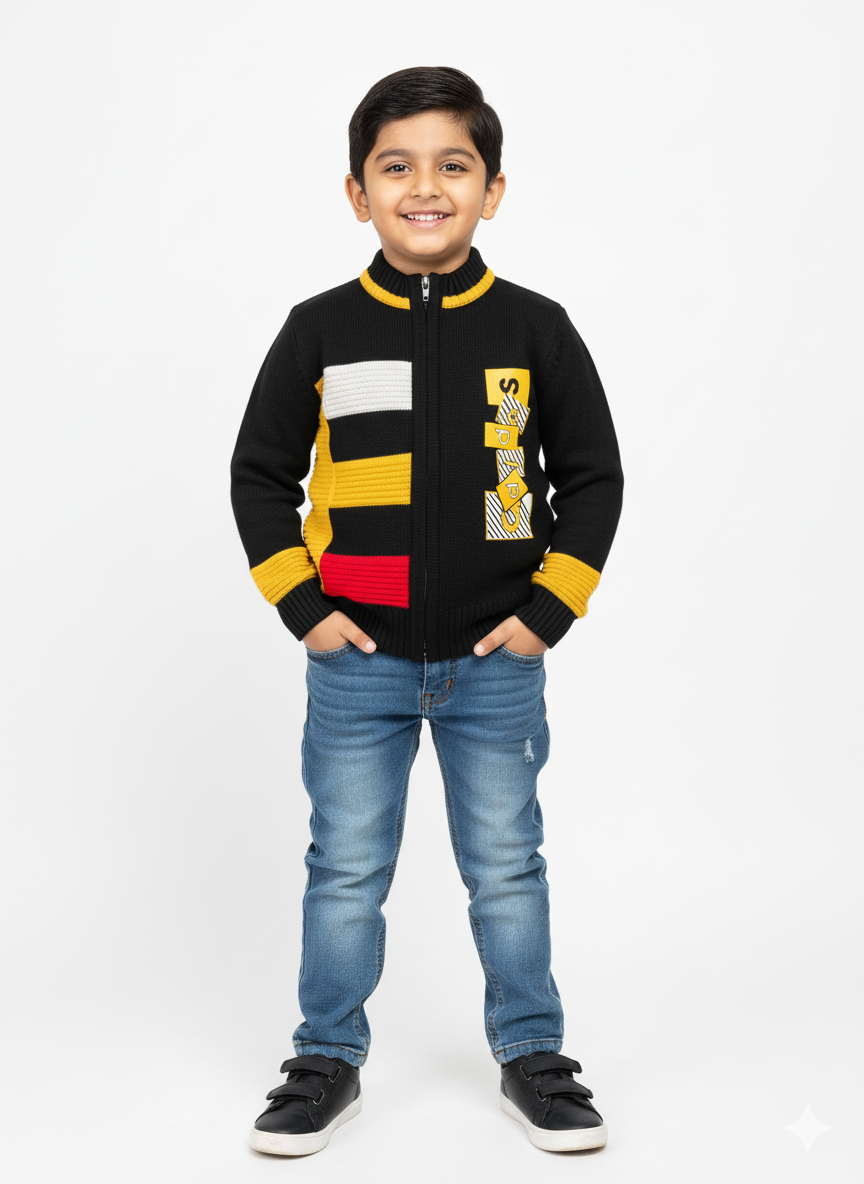 Full Sleeves, Zip Sweater For Boy